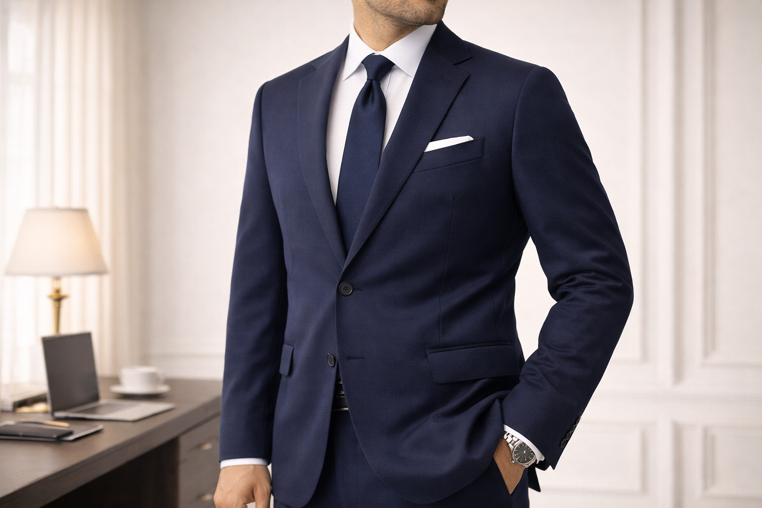 بدلة رسمية رجالية كلاسيك - لون كحلي فاخر